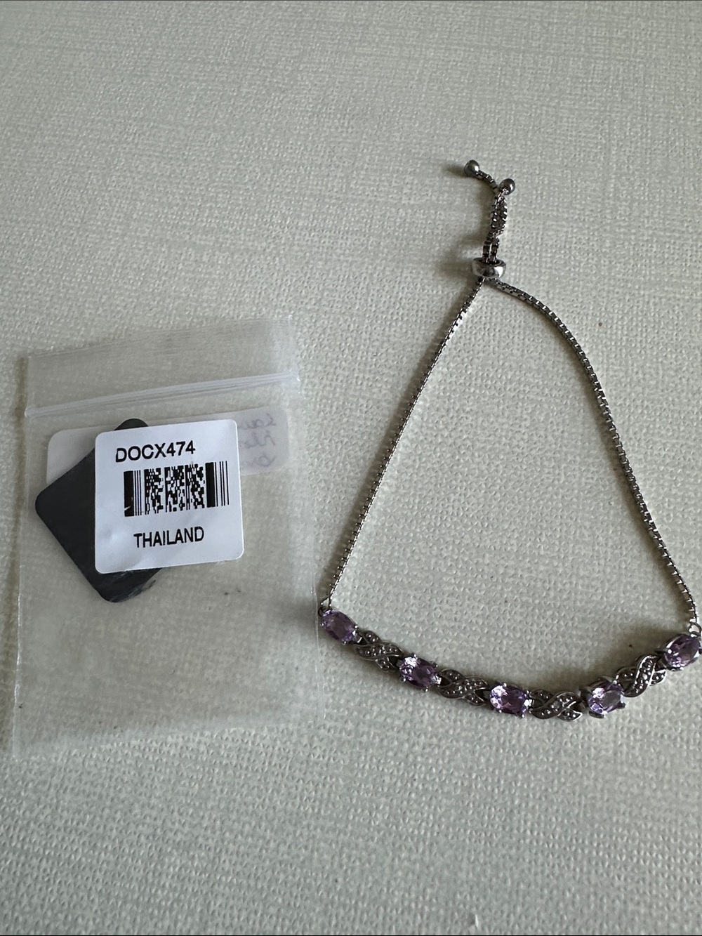 JTV Silver-Tone Bracelet with Light Purple Stones